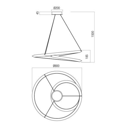 Redo 01-3376 - Димируем полилей на кабел STORM LED/60W/230V 3000/4000/6000K CRI 90 Ø 80 см бял