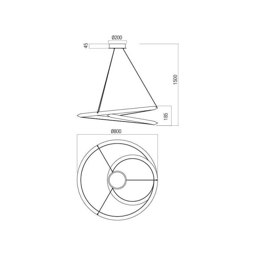 Redo 01-3378 - Димируем LED полилей на кабел STORM LED/60W/230V 3000/4000/6000K CRI 90 Ø 80 cm черен