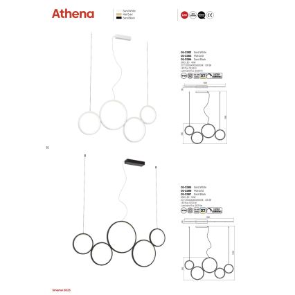 Redo 01-3383 - LED Димируем пендел ATHENA LED/40W/230V 3000/4000/6000K CRI98 златист