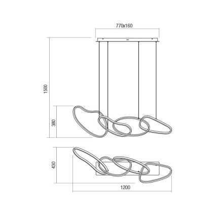 Redo 01-3390 - Димируема висяща лампа на кабел BIAS LED/90W/230V 3000/4500/6500K CRI 90 черна