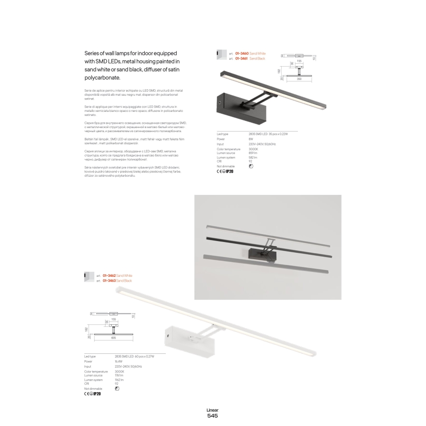Redo 01-3460 - LED Лампа за картина LINEAR LED/8W/230V 35 см CRI 92 бял