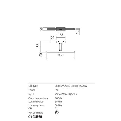 Redo 01-3460 - LED Лампа за картина LINEAR LED/8W/230V 35 см CRI 92 бял