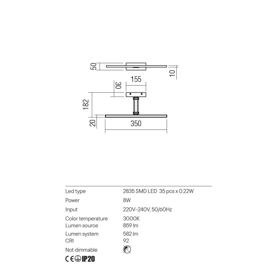 Redo 01-3461 - LED Лампа за картина LINEAR LED/8W/230V 35 см CRI 92 черен