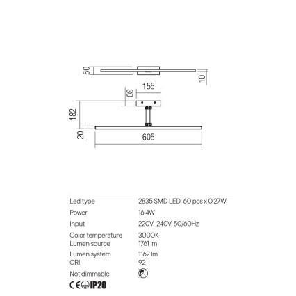 Redo 01-3462 - LED Лампа за картина LINEAR LED/8W/230V 60,5 см CRI 92 бял