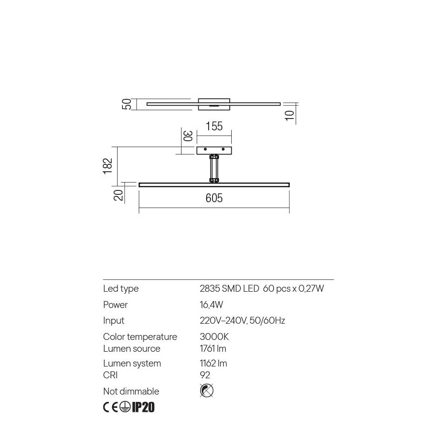 Redo 01-3463 - LED Лампа за картина LINEAR LED/8W/230V 60,5 см CRI 92 черен