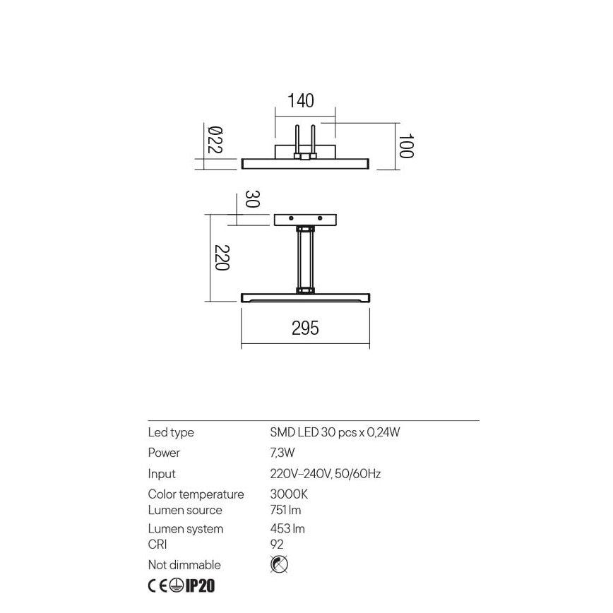 Redo 01-3469 - LED Лампа за картина IKON LED/7,3W/230V 29,5 см CRI 92 черен