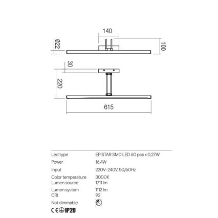 Redo 01-3470 - LED Лампа за картина IKON LED/16,4W/230V 61,5 см CRI 92 бял