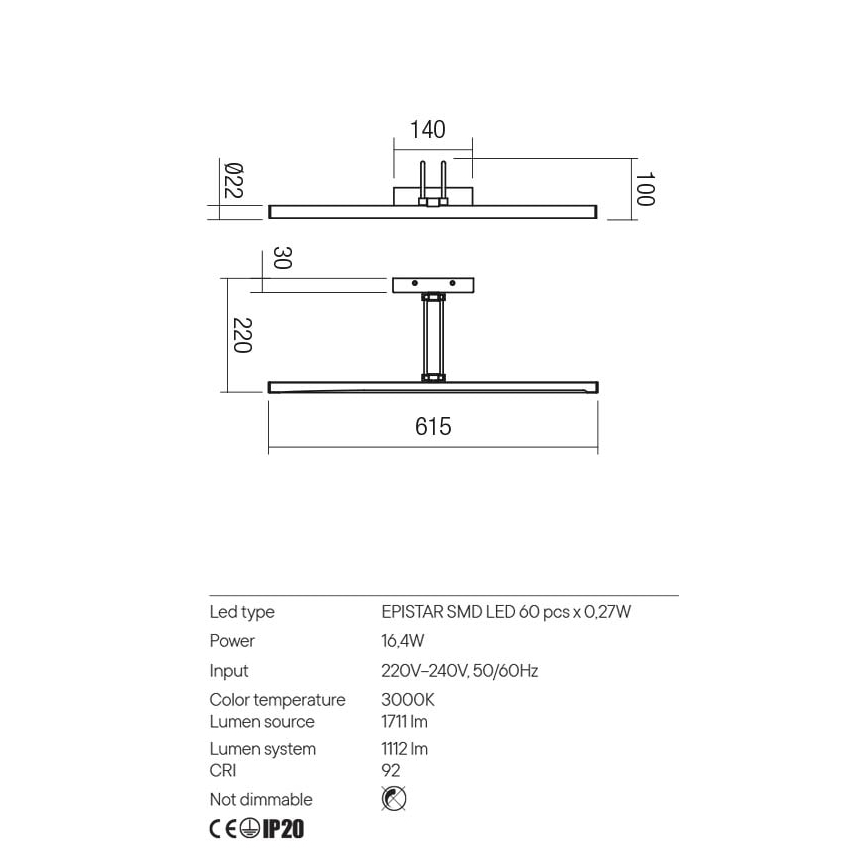 Redo 01-3473 - LED Лампа за картина IKON LED/16,4W/230V 61,5 см CRI 92 месинг
