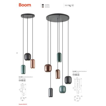 Redo 01-3480 - Пендел BOOM 3xGU10/10W/230V Ø 33 см черен/зелен/кафяв