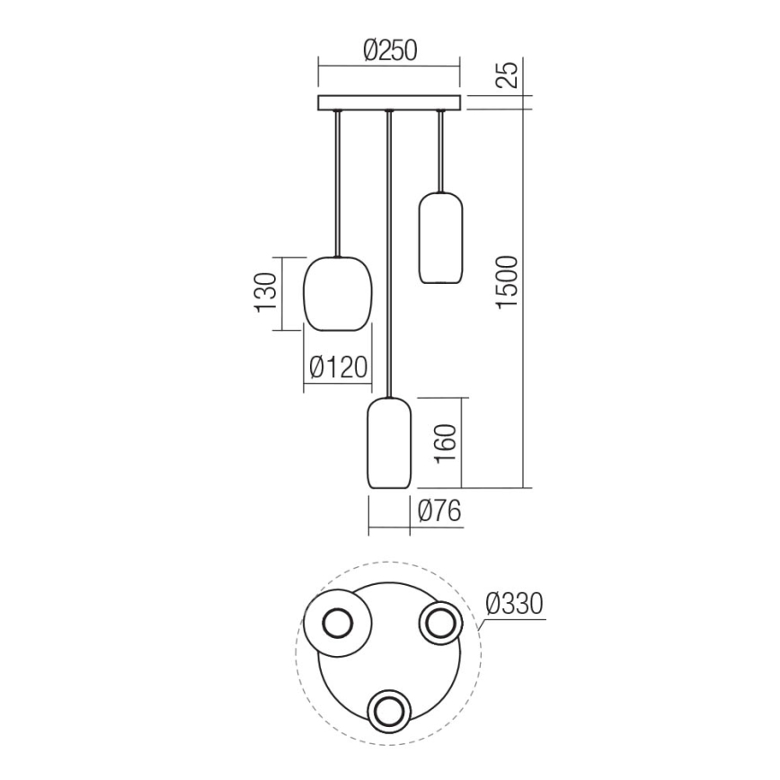 Redo 01-3480 - Пендел BOOM 3xGU10/10W/230V Ø 33 см черен/зелен/кафяв