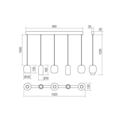 Redo 01-3481 - Пендел BOOM 5xGU10/10W/230V черен/зелен/кафяв