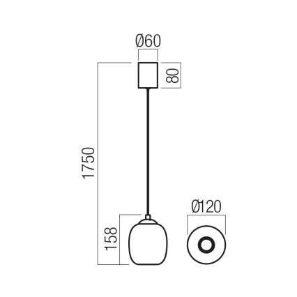 Redo 01-3486 - LED полилей на кабел KHADI LED/6W/230V CRI 90 диаметър 12 см черен/опушен