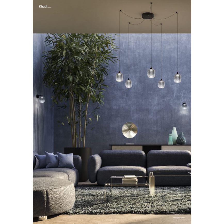 Redo 01-3487 - LED димируема люстра на кабел KHADI 5xLED/5,2W/230V CRI 90 паяк черно/димно