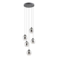 Redo 01-3488 - LED димируема люстра на кабел KHADI 5xLED/5,2W/230V CRI 90 Ø 43 см черна/опушена