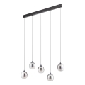 Redo 01-3490 - LED подвесен полилей на кабел KHADI, с възможност за димиране, 5xLED/5,2W/230V CRI 90 черен/опушен