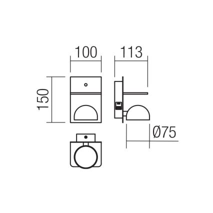 Redo 01-3491 - LED Стенен спот SEIBI LED/7W/230V USB CRI 90 черен