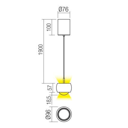 Redo 01-3549 - LED Пендел AVES LED/12W/230V Ø 9,6 см CRI 90 сив