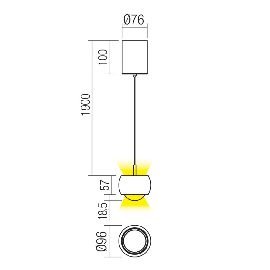 Redo 01-3549 - LED Пендел AVES LED/12W/230V Ø 9,6 см CRI 90 сив
