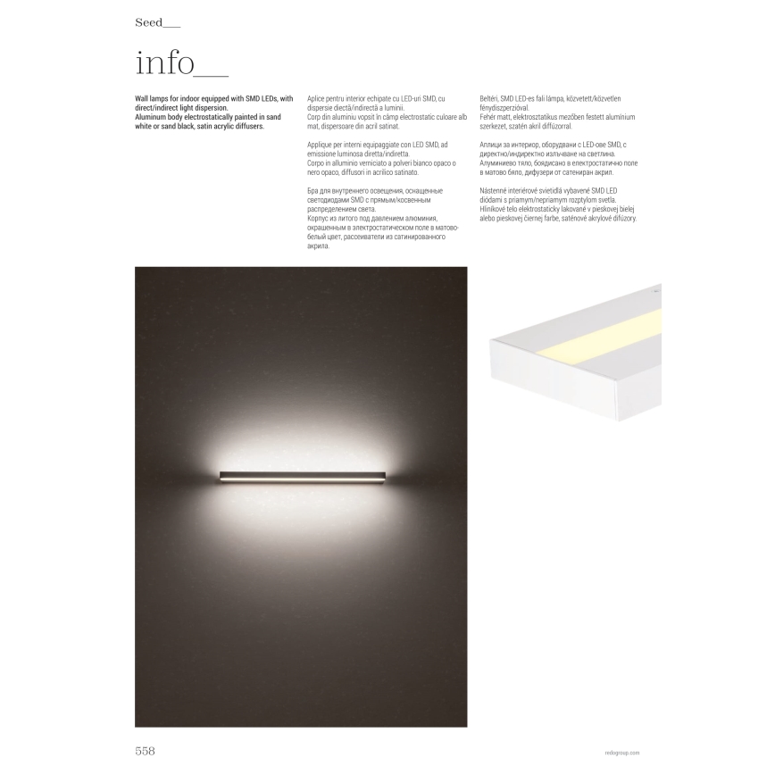 Redo 01-3555 - LED аплик SEED LED/30W/230V черен