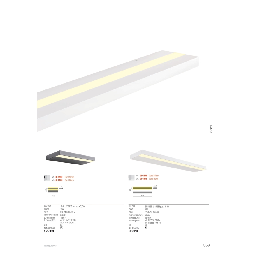 Redo 01-3555 - LED аплик SEED LED/30W/230V черен