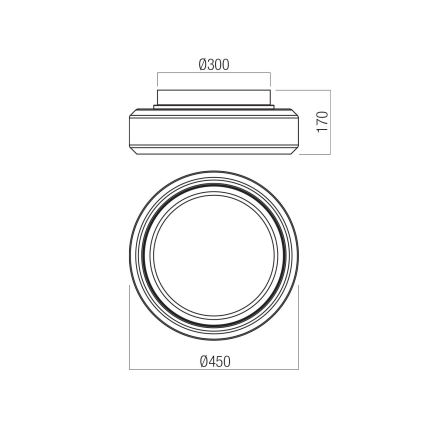 Redo 01-3590 - LED Плафониера SOLERA LED/36W/230V Ø 45 см CRI 93 3000/4000K сив