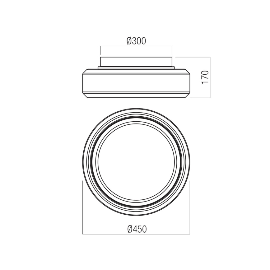 Redo 01-3590 - LED Плафониера SOLERA LED/36W/230V Ø 45 см CRI 93 3000/4000K сив