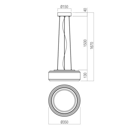 Redo 01-3591 - LED Пендел SOLERA LED/24W/230V Ø 35 см CRI 93 3000/4000K сив