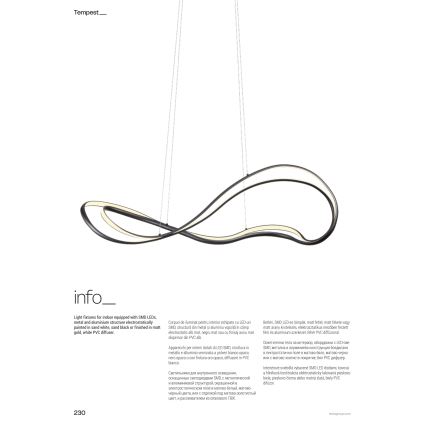 Redo 01-3599 - LED Полилей на кабел TEMPEST с възможност за димиране LED/58W/230V черен