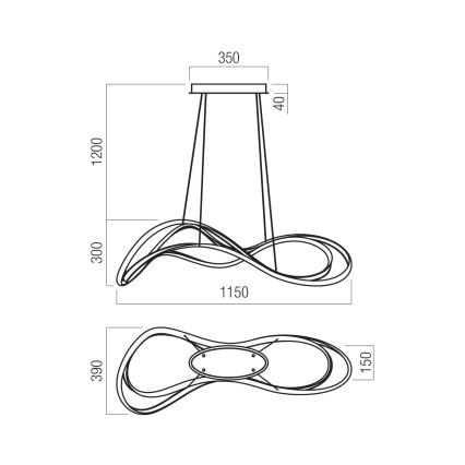 Redo 01-3599 - LED Полилей на кабел TEMPEST с възможност за димиране LED/58W/230V черен