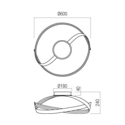Redo 01-3613 - Димируема LED таванна лампа IMPULS LED/34W/230V Ø 60 см златна