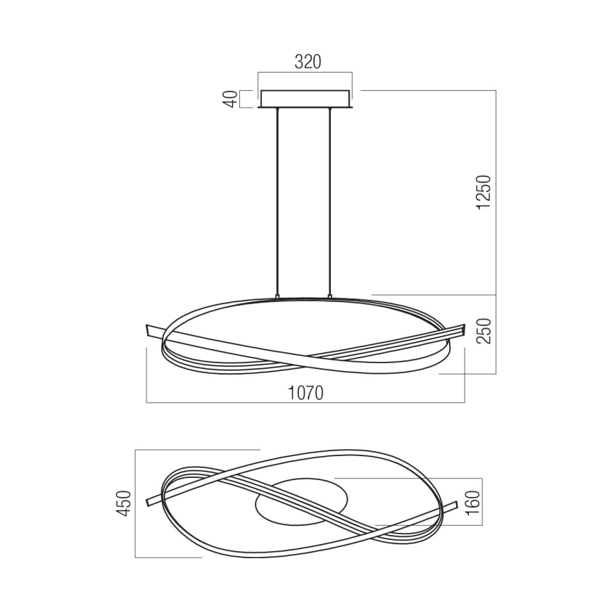 Redo 01-3616 - Димируем LED полилей на кабел IMPULS LED/38W/230V златен