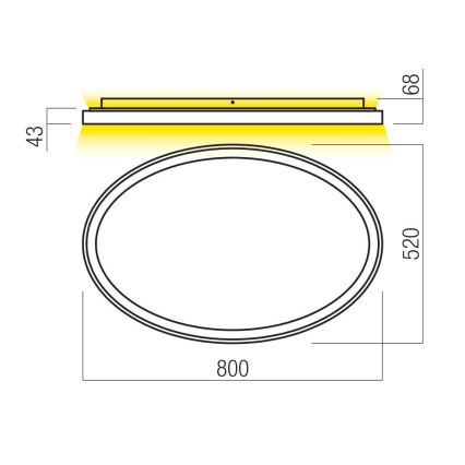 Redo 01-3810 - Димируем LED таванен плафон NOBU LED/80W/230V 3000/4000K CRI 90 златист
