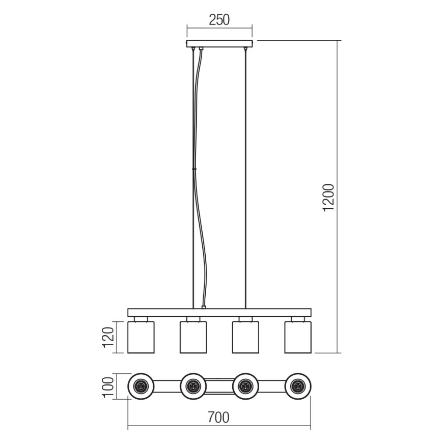 Redo 01-3986 - Пендел ROTIS 4xE27/15W/230V