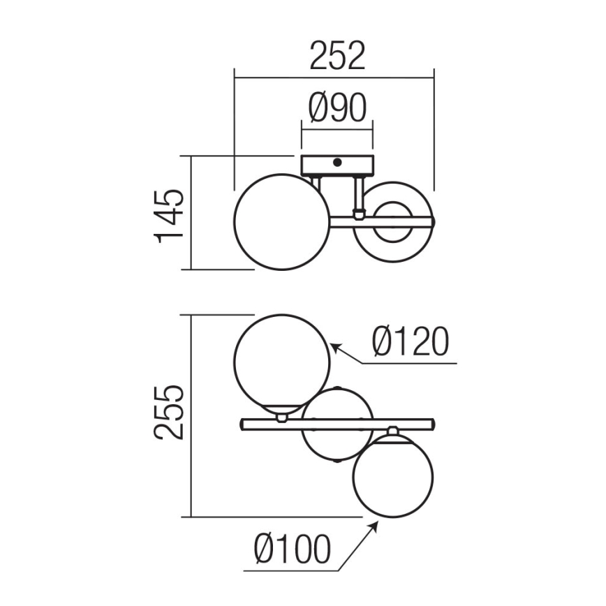Redo 01-3987 - Полилей за повърхностен монтаж ASTRA 2xG9/8W/230V черен