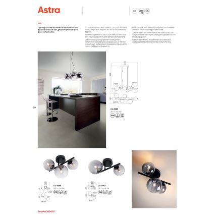 Redo 01-3988 - Полилей за повърхностен монтаж ASTRA 3xG9/8W/230V черен