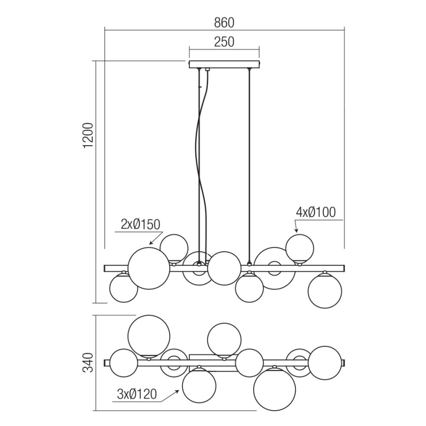 Redo 01-3989 - Пендел ASTRA 9xG9/8W/230V черен