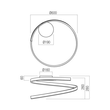 Redo 01-4010 - SCROLL LED димируемо таванно осветително тяло 38W/230V 3000K/4000K/6000K CRI 90 Ø 60 см, бяло