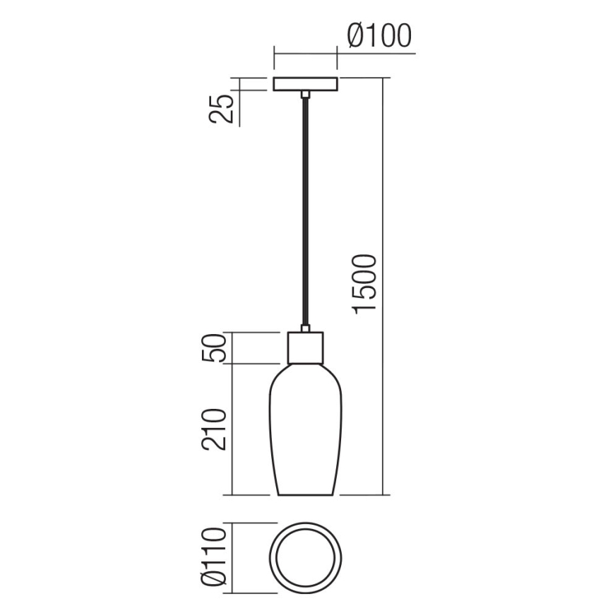 Redo 01-4044 - Пендел ATLANTIS 1xE27/42W/230V Ø 11 см черен