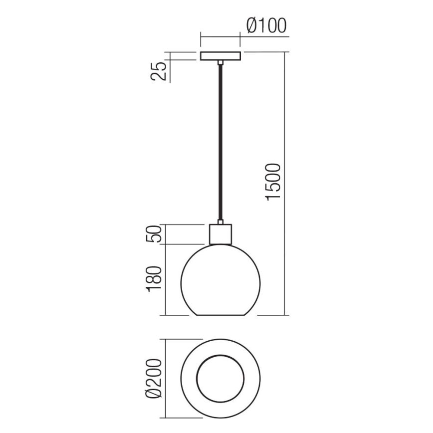 Redo 01-4045 - Пендел ATLANTIS 1xE27/42W/230V Ø 20 см черен