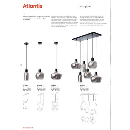 Redo 01-4046 - Пендел ATLANTIS 1xE27/42W/230V Ø 26 см черен