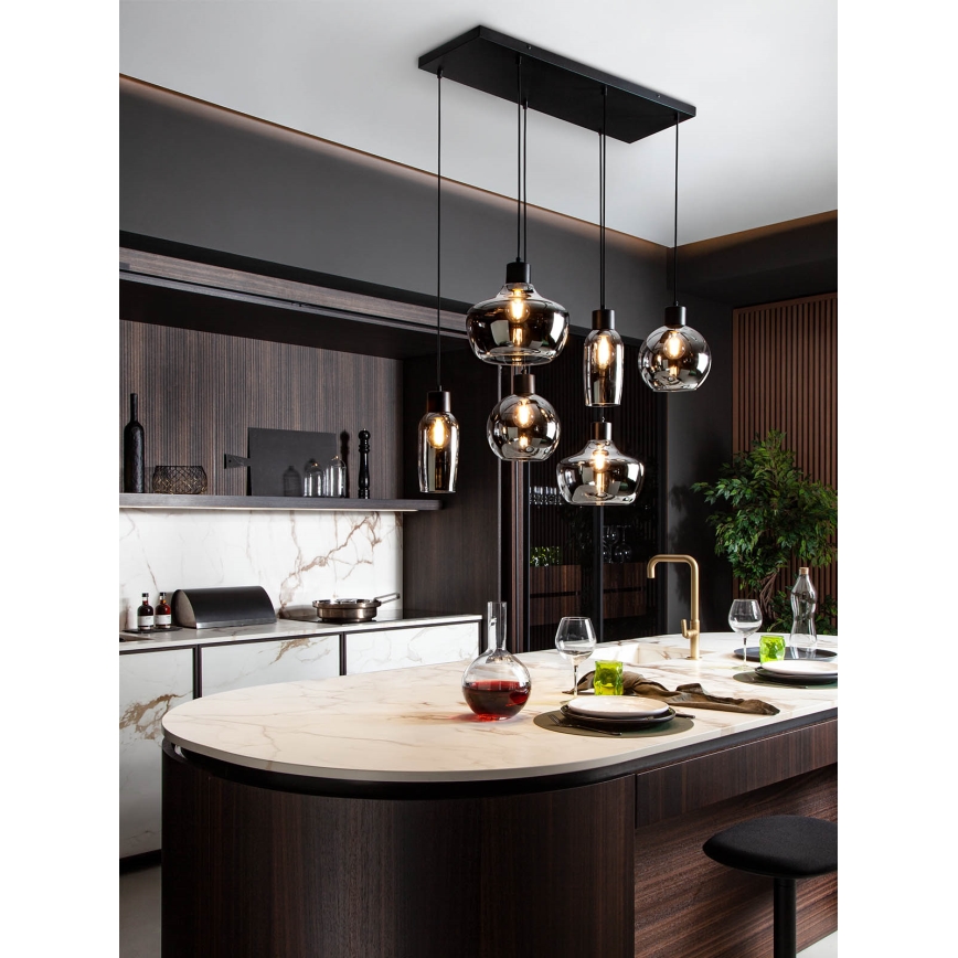 Redo 01-4047 - Пендел ATLANTIS 6xE27/42W/230V черен