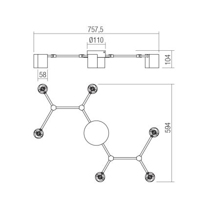 Redo 01-4048 - Спот WEBB 6xGU10/10W/230V черен