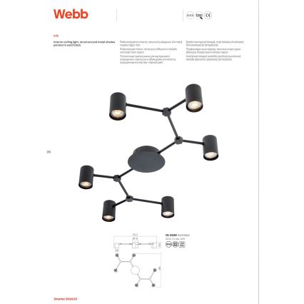 Redo 01-4048 - Спот WEBB 6xGU10/10W/230V черен