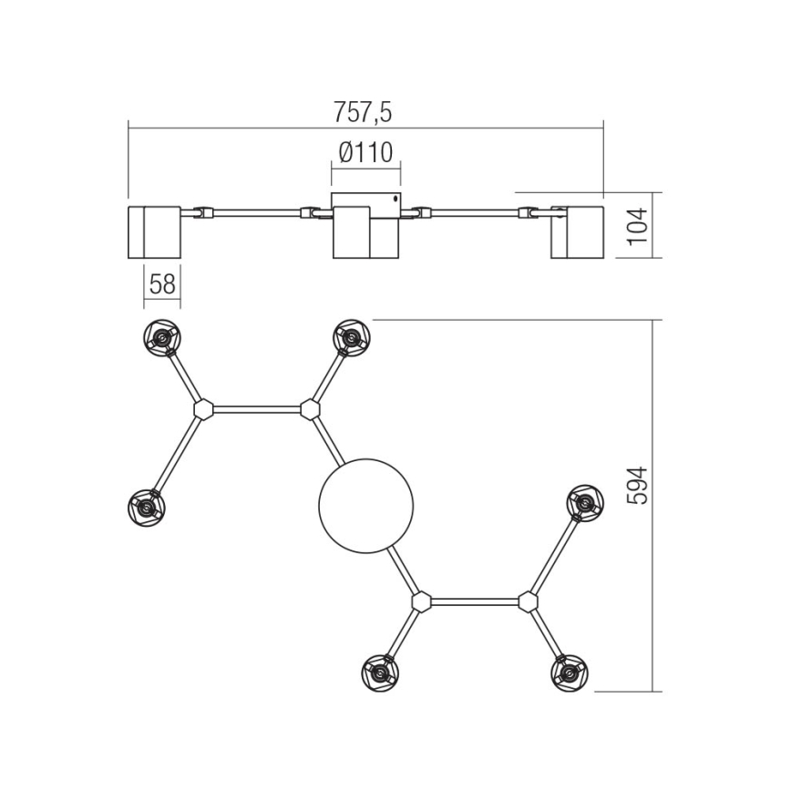 Redo 01-4048 - Спот WEBB 6xGU10/10W/230V черен