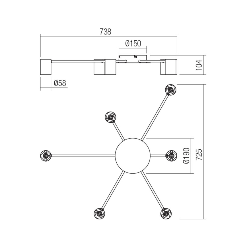 Redo 01-4052 - Спот NOA 6xGU10/10W/230V черен