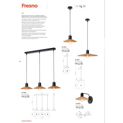 Redo 01-4054 - Пендел FRESNO 1xE27/42W/230V Ø 24 cm