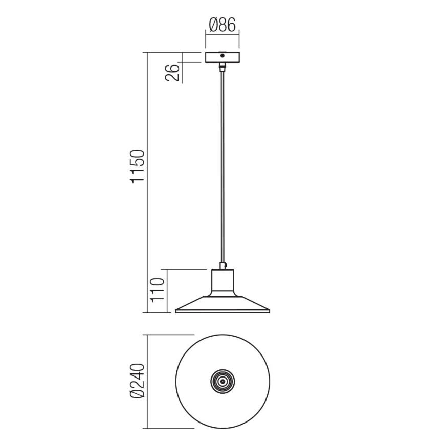 Redo 01-4054 - Пендел FRESNO 1xE27/42W/230V Ø 24 cm