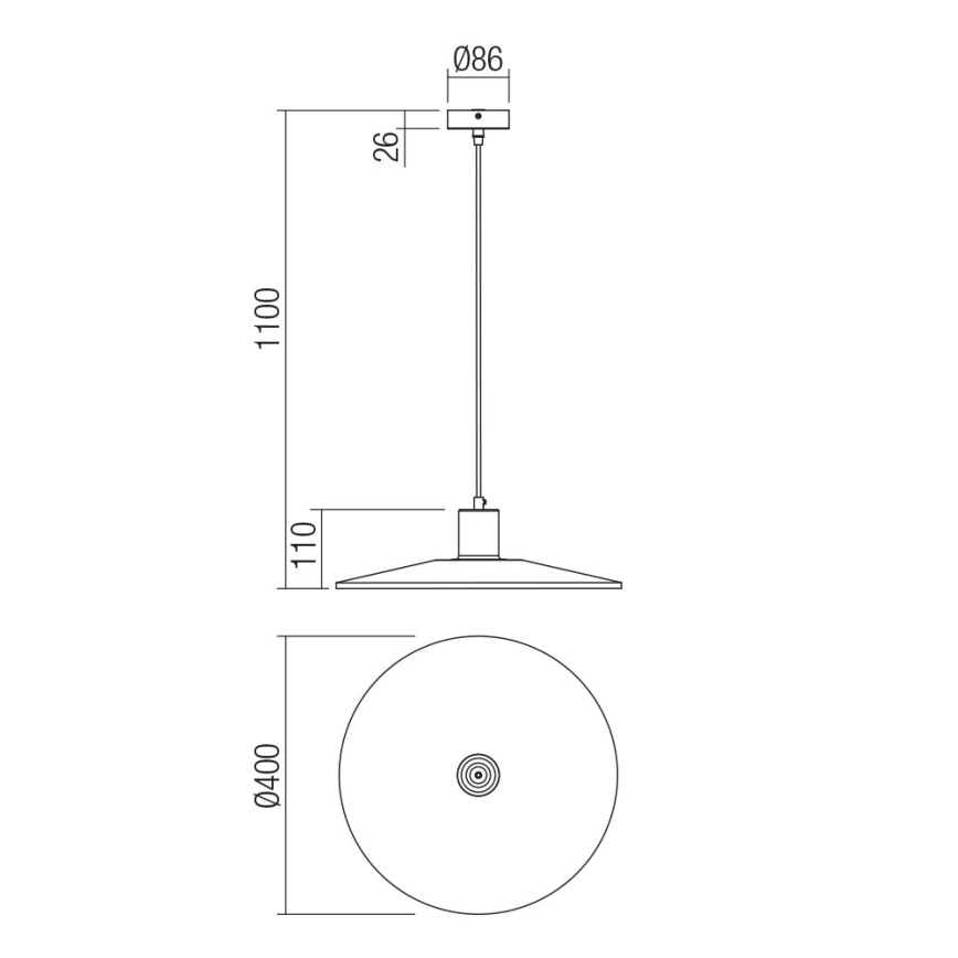Redo 01-4055 - Пендел FRESNO 1xE27/42W/230V Ø 40 cm