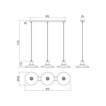 Redo 01-4056 - Пендел FRESNO 3xE27/42W/230V