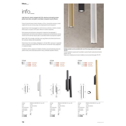 Redo 01-4058 - LED димируемо стенно осветително тяло NIKOS LED/10W/230V CRI 90 златно